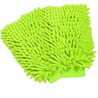GREEN Microfibre Wash Mitt Ultra Soft Car Cleaning Dusting Washing Glove Noodle Sponge